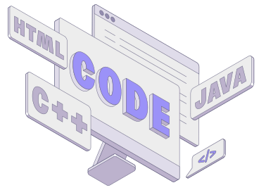 illustration showing a monitor with 'CODE' writting on it.